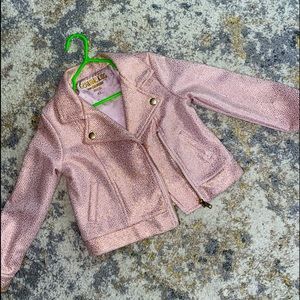Kids Pink Shimmery Moto Jacket